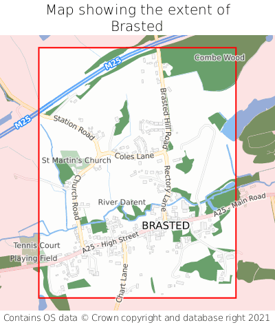 Map showing extent of Brasted as bounding box