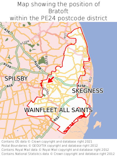 Map showing location of Bratoft within PE24