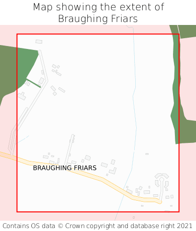 Map showing extent of Braughing Friars as bounding box