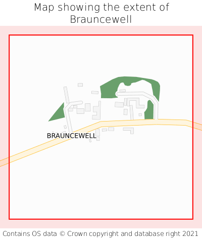 Map showing extent of Brauncewell as bounding box