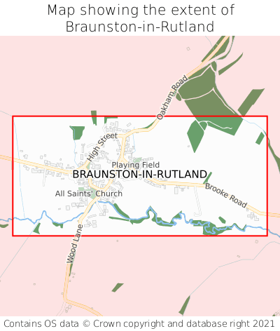 Map showing extent of Braunston-in-Rutland as bounding box