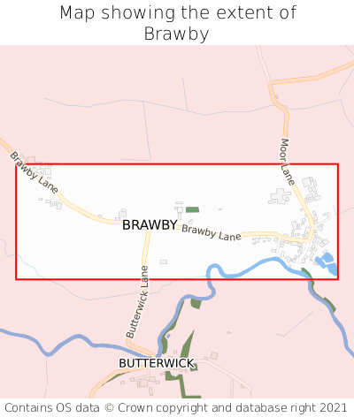 Map showing extent of Brawby as bounding box