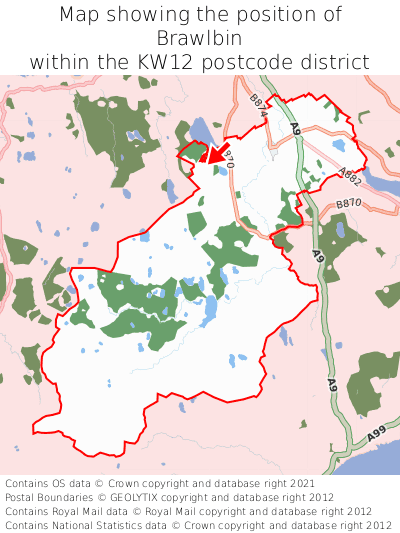 Map showing location of Brawlbin within KW12