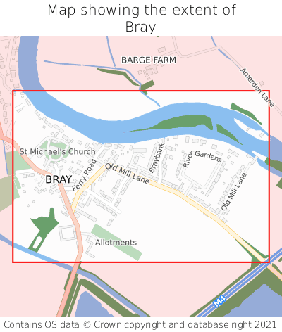 Map showing extent of Bray as bounding box