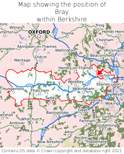 Map showing location of Bray within Berkshire