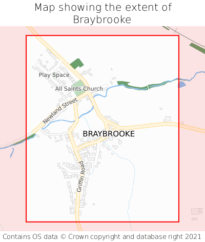 Map showing extent of Braybrooke as bounding box