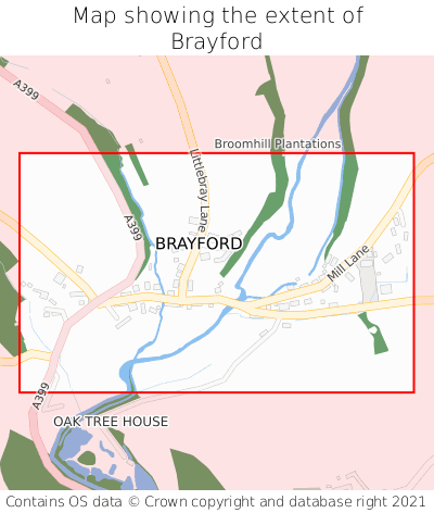 Map showing extent of Brayford as bounding box