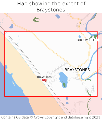 Map showing extent of Braystones as bounding box