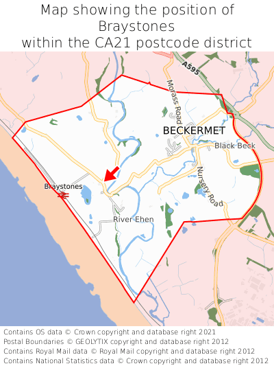 Map showing location of Braystones within CA21