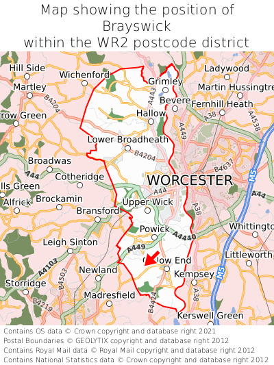 Map showing location of Brayswick within WR2