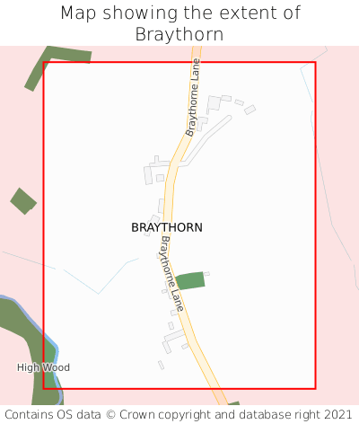 Map showing extent of Braythorn as bounding box