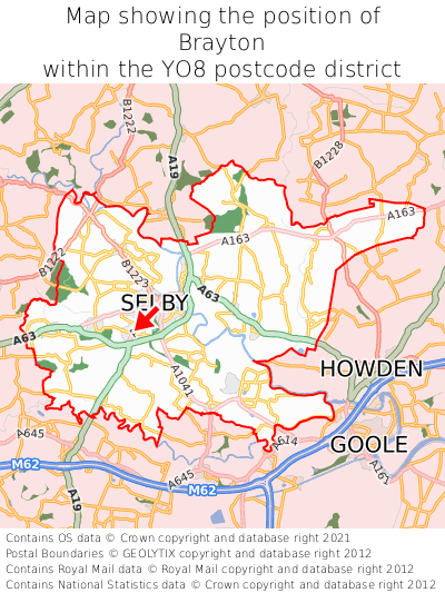 Map showing location of Brayton within YO8