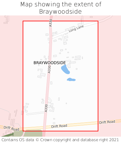 Map showing extent of Braywoodside as bounding box