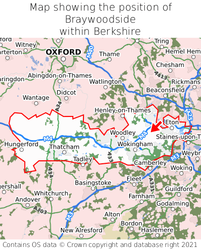 Map showing location of Braywoodside within Berkshire