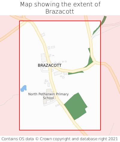Map showing extent of Brazacott as bounding box
