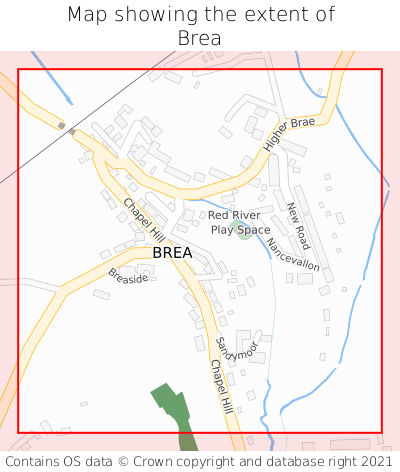 Map showing extent of Brea as bounding box