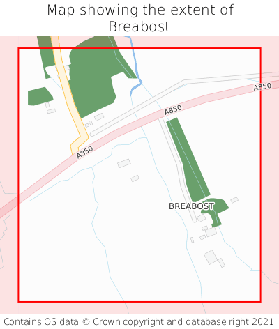 Map showing extent of Breabost as bounding box