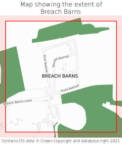 Map showing extent of Breach Barns as bounding box