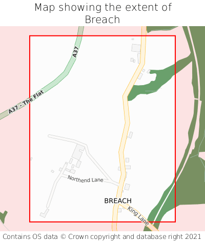 Map showing extent of Breach as bounding box