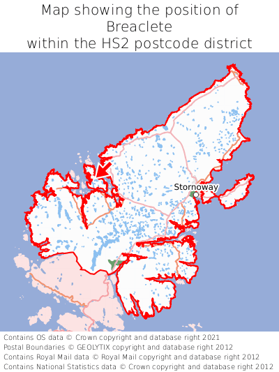 Map showing location of Breaclete within HS2