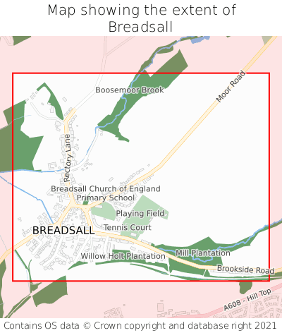 Map showing extent of Breadsall as bounding box
