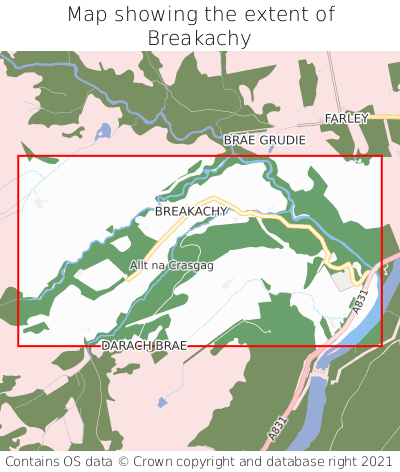 Map showing extent of Breakachy as bounding box