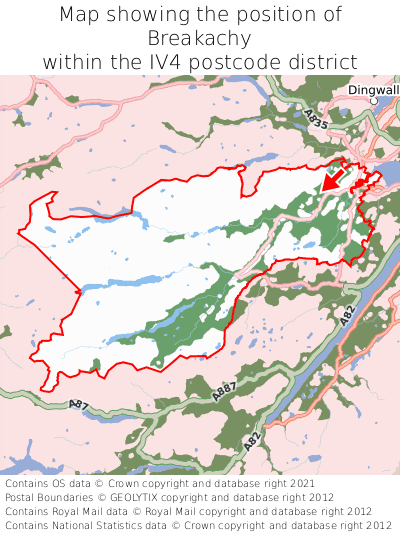 Map showing location of Breakachy within IV4