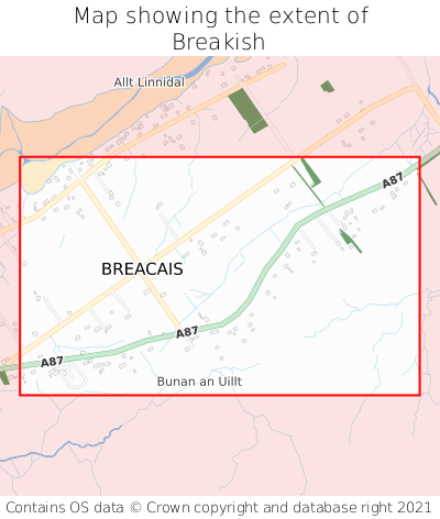 Map showing extent of Breakish as bounding box