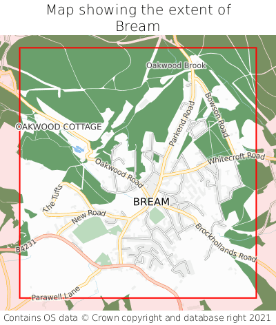 Map showing extent of Bream as bounding box