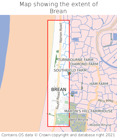 Map showing extent of Brean as bounding box