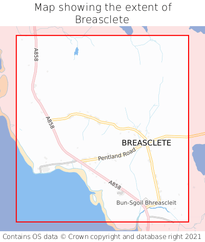 Map showing extent of Breasclete as bounding box