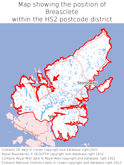 Map showing location of Breasclete within HS2