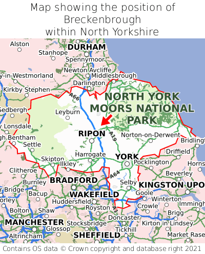 Map showing location of Breckenbrough within North Yorkshire