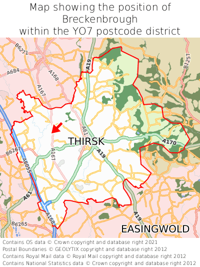 Map showing location of Breckenbrough within YO7