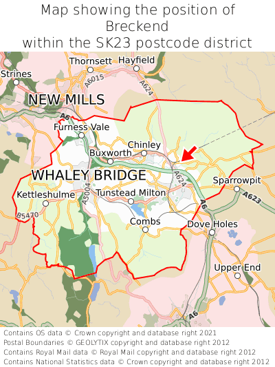 Map showing location of Breckend within SK23