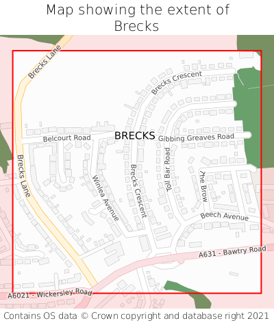 Map showing extent of Brecks as bounding box