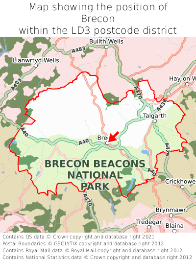 Map showing location of Brecon within LD3