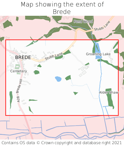 Map showing extent of Brede as bounding box