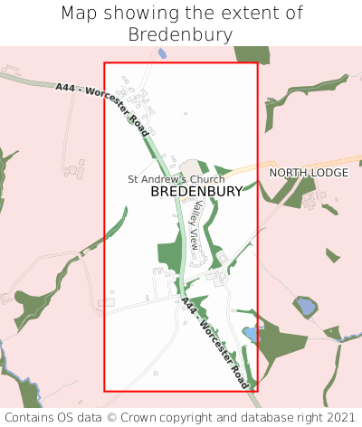 Map showing extent of Bredenbury as bounding box