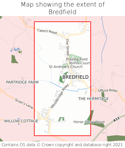 Map showing extent of Bredfield as bounding box