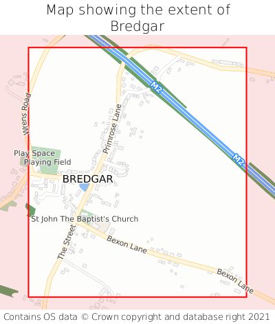 Map showing extent of Bredgar as bounding box