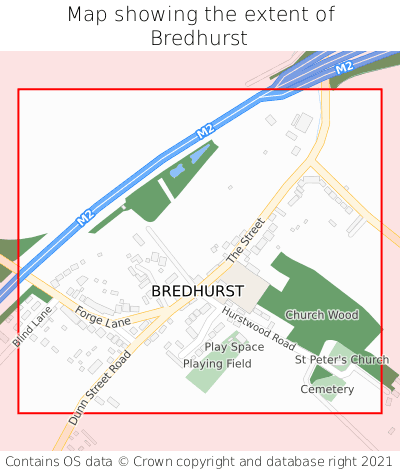 Map showing extent of Bredhurst as bounding box