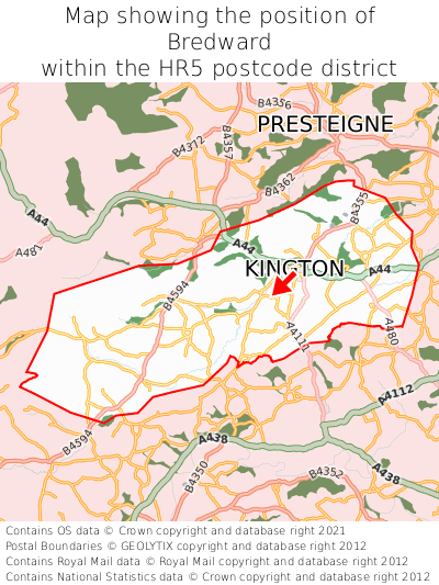 Map showing location of Bredward within HR5