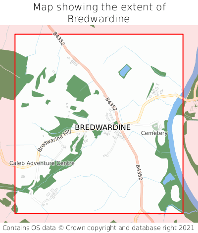 Map showing extent of Bredwardine as bounding box