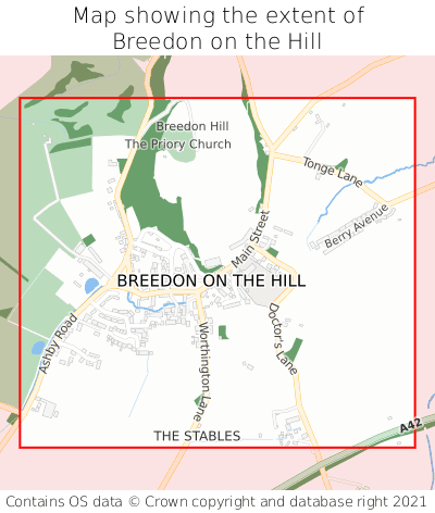 Map showing extent of Breedon on the Hill as bounding box