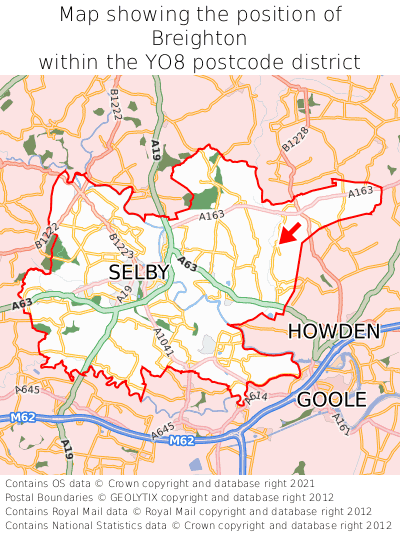 Map showing location of Breighton within YO8