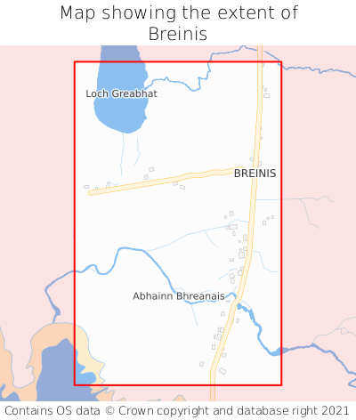 Map showing extent of Breinis as bounding box