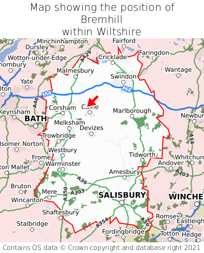 Map showing location of Bremhill within Wiltshire