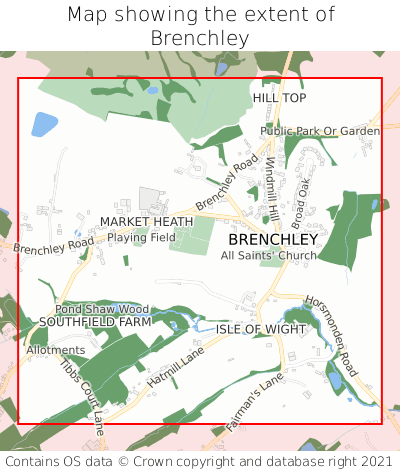 Map showing extent of Brenchley as bounding box
