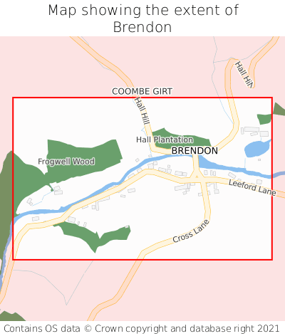 Map showing extent of Brendon as bounding box